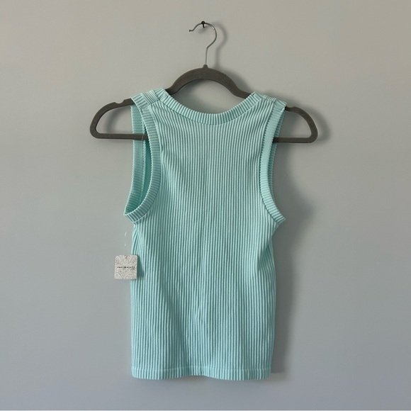 Free People Intimately Mint Sleeveless Ribbed V Neck Top NWT L - Picture 2 of 6